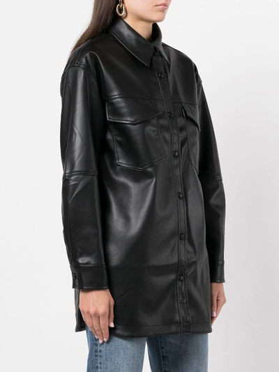 Shop Apparis Long-sleeve Leather-look Shirt In Black