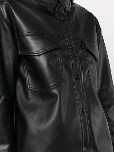Shop Apparis Long-sleeve Leather-look Shirt In Black