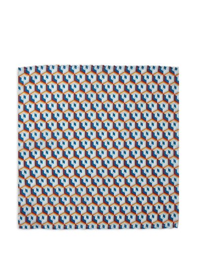 Shop La Doublej Set Of Two Abstract-print Linen Napkins In Blau
