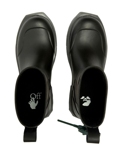 Shop Off-white Logo-print Sponge Rain Boots In Black