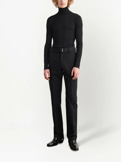 Shop Off-white Belted Slim-fit Trousers In Schwarz