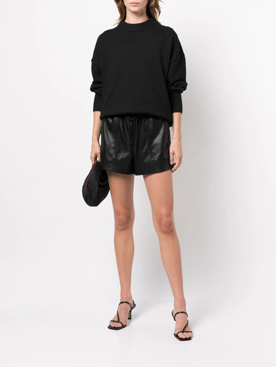 Shop Apparis Drawstring Faux-leather Shorts In Black