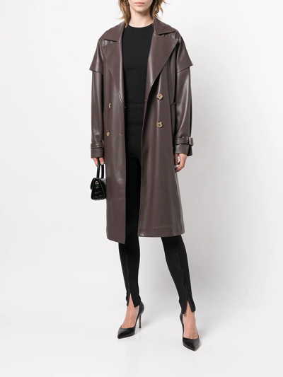Shop Apparis Double-breasted Trench Coat In Brown