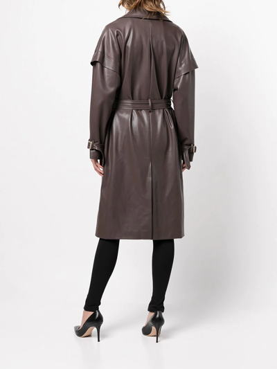 Shop Apparis Double-breasted Trench Coat In Brown