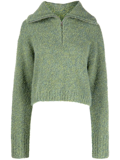 Shop Apparis Jean Spread-collar Sweater In Green