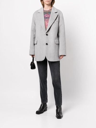 Shop Apparis Celine Button-up Blazer In Grey