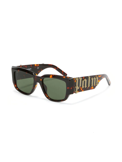 Shop Palm Angels Square-frame Sunglasses In Braun