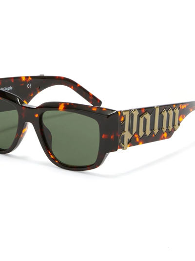 Shop Palm Angels Square-frame Sunglasses In Braun