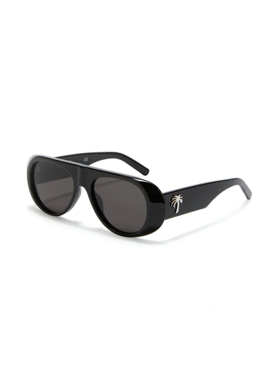 Shop Palm Angels Sierra Round-frame Sunglasses In Schwarz
