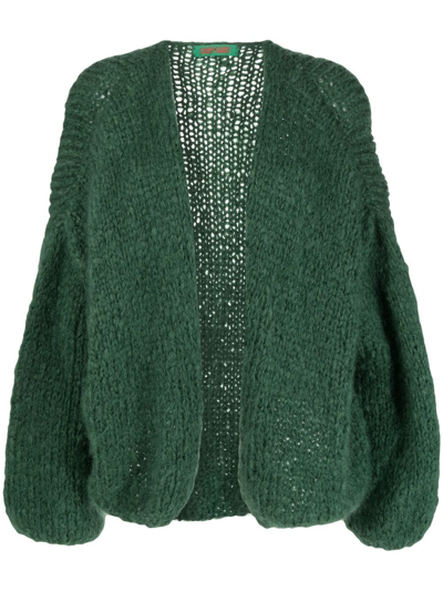 Shop Casey Casey Drop-shoulder Wool Cardigan In Green