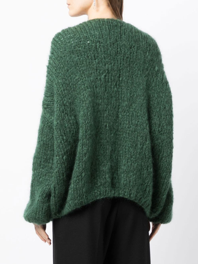Shop Casey Casey Drop-shoulder Wool Cardigan In Green