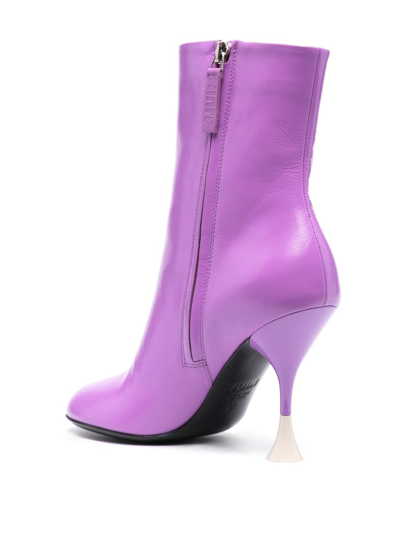 Shop 3juin 100mm Leather Ankle Boots In Violett