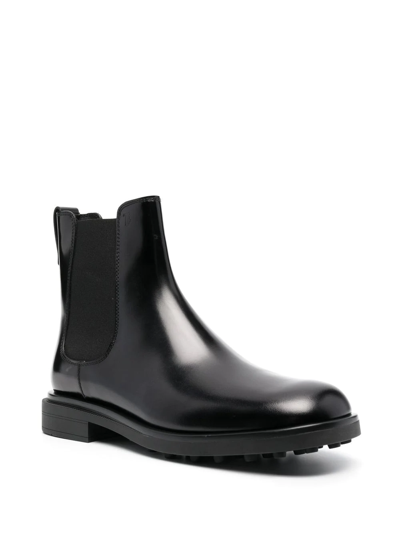 Shop Tod's Elasticated Leather Ankle Boots In Schwarz