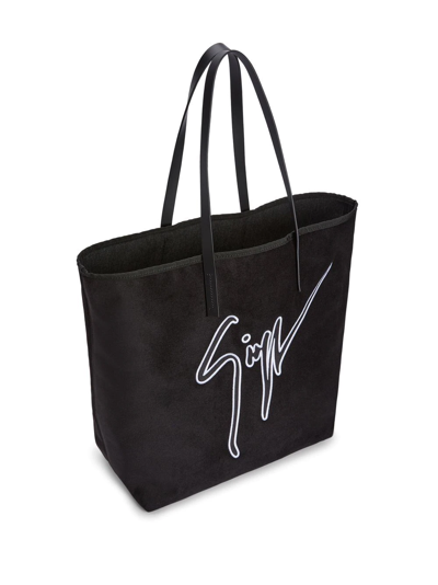 Shop Giuseppe Zanotti Embroidered-logo Shoulder Bag In Schwarz