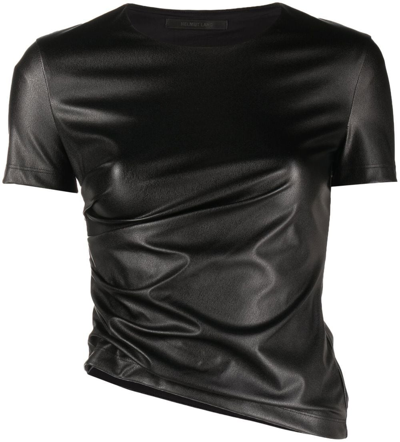 Shop Helmut Lang Gathered Faux-leather T-shirt In Schwarz