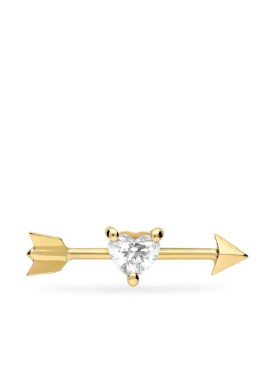 Shop Delfina Delettrez 18kt Yellow Gold Love Diamonds Stud Earring