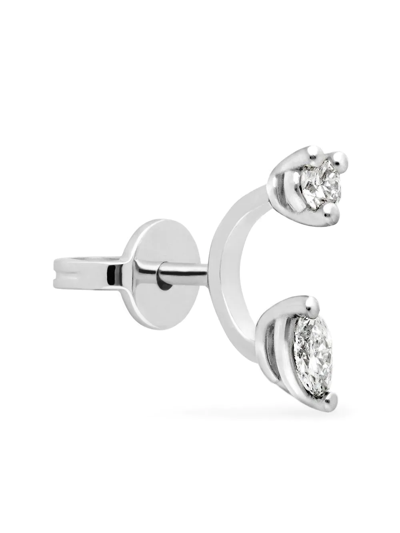 Shop Delfina Delettrez 18kt White Gold Micro Diamond Stud Earring In Silber
