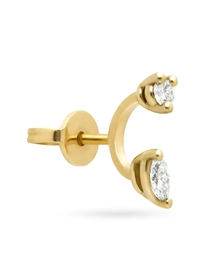 Shop Delfina Delettrez 18kt Yellow Gold Micro Diamond Stud Earring