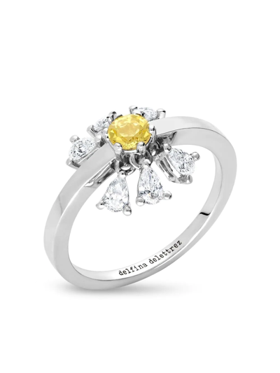 Shop Delfina Delettrez 18kt White Gold Dancing Daisy Diamond Ring In Wg