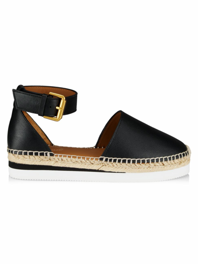 Shop See By Chloé Women's Glyn Leather Espadrilles In Black
