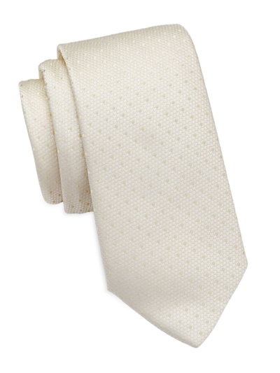 Shop Saks Fifth Avenue Men's Collection Tonal Micro Dot Silk Tie In Egret