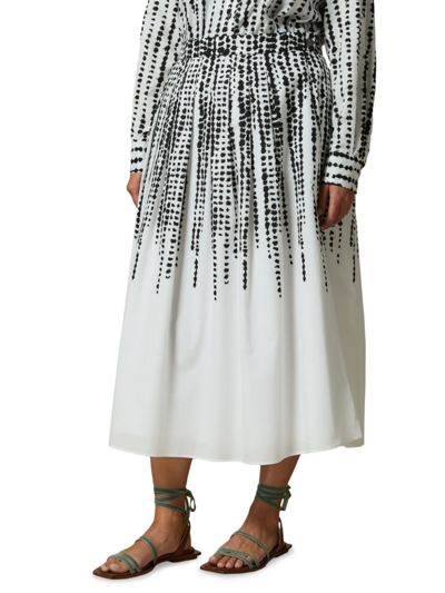 Shop Marina Rinaldi Women's Cifra Printed A-line Midi Skirt In White