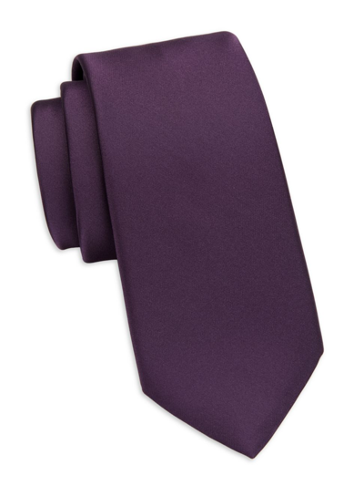 Shop Saks Fifth Avenue Men's Collection Silk Satin Necktie In Grape Wine