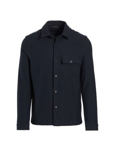 Shop Saks Fifth Avenue Men's Collection Pinstripe Shirt Jacket In Navy