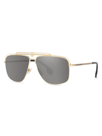 Shop Versace Men's Ve2242 61mm Rectangular Metal Sunglasses In Pale Gold