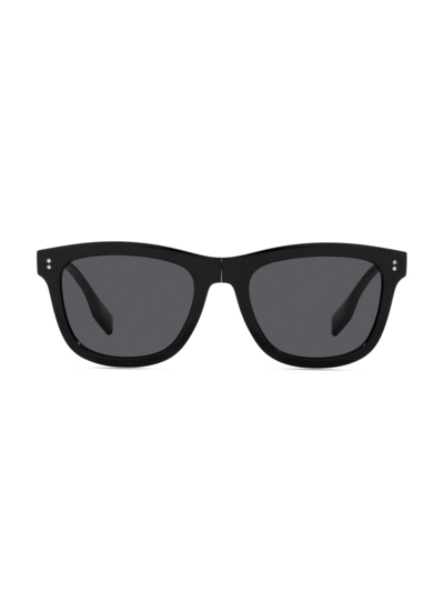 Shop Burberry Men's Miller 55mm Rectangular Sunglasses In Black