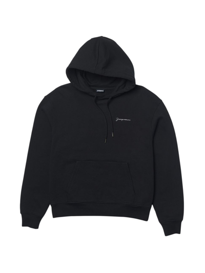 Shop Jacquemus Men's Le Sweatshirt Brode Hoodie In Black
