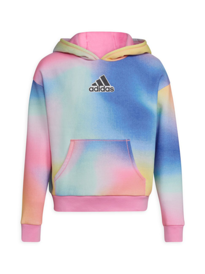 Shop Adidas Originals Girl's Tie-dye Fleece Hoodie In Pink Blue