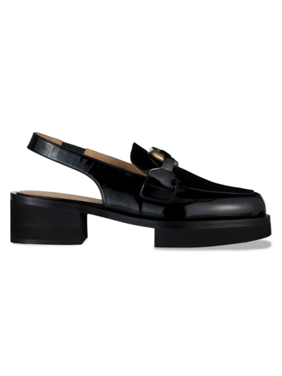 Shop Frame Women's Le Begonia Patent Leather Slingback Loafers In Noir