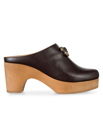 Shop Frame Women's Le Ione Leather Clogs In Tobacco