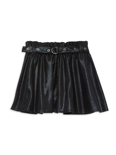 Shop Mia New York Little Girl's & Girl's Faux Leather Moto Skirt In Black