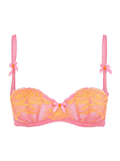 Shop Agent Provocateur Women's Yara Balconette Underwire Lace Bra In Pink Orange