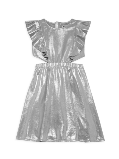 Shop Mia New York Little Girl's & Girl's Cascade Cut-out Dress In Silver