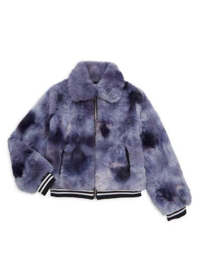 Shop Mia New York Little Girl's & Girl's Tie-dyed Faux Fur Coat In Blue