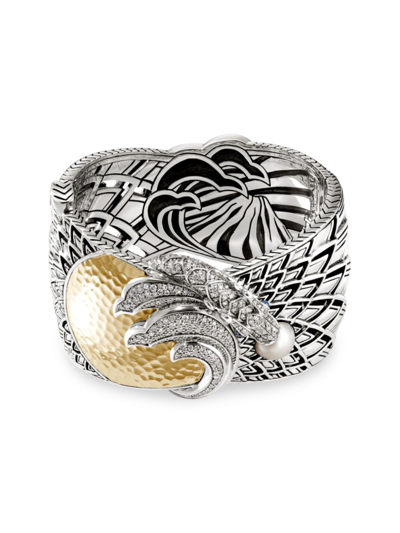 Shop John Hardy Women's Naga Dragon Sterling Silver, 18k Yellow Gold, & Multi-gemstone Bangle In Two Tone