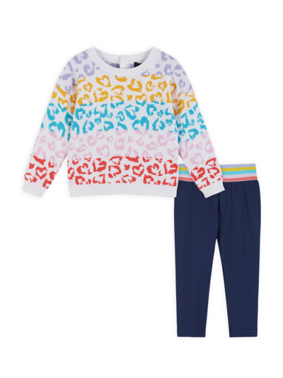 Shop Andy & Evan Baby Girl's & Little Girl's 2-piece Heart Sweater & Leggings Set In Neutral