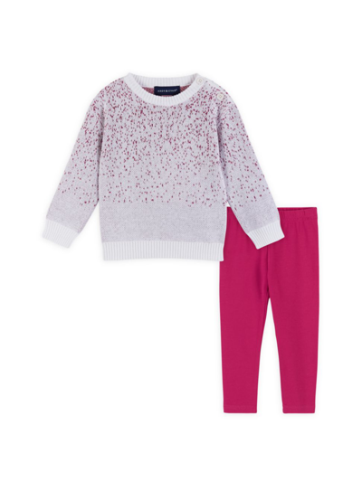 Shop Andy & Evan Baby Girl's & Little Girl's 2-piece Speckled Sweater & Leggings Set In Pink Ombre