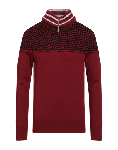 Shop Emporio Armani Man Turtleneck Burgundy Size M Virgin Wool, Viscose In Red