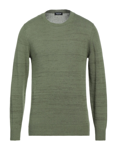 Shop Yoon Man Sweater Military Green Size 40 Cotton, Linen