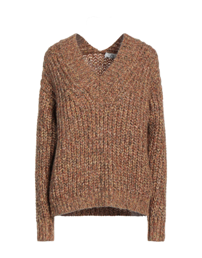 Shop Attic And Barn Woman Sweater Camel Size L Acrylic, Polyamide, Mohair Wool In Beige