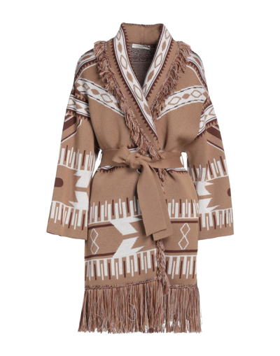 Shop Charlott Woman Cardigan Camel Size M Wool In Beige