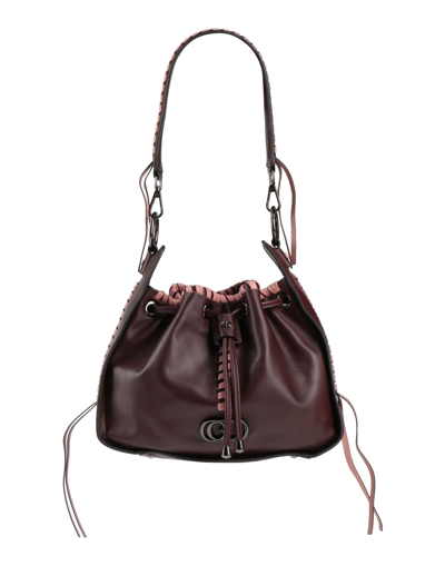 Shop La Carrie Woman Shoulder Bag Dark Brown Size - Soft Leather