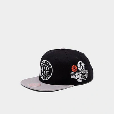 Shop Mitchell And Ness Nba Brooklyn Nets Patch Overload Snapback Hat In Black/grey