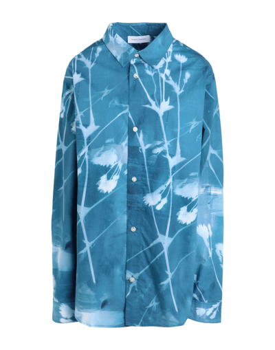 Shop Ninety Percent Cyanotype Brushstroke Print Woman Shirt Blue Size Xl Organic Cotton