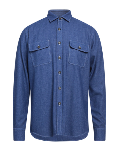 Shop Alessandro Gherardi Man Shirt Midnight Blue Size S Wool, Polyester