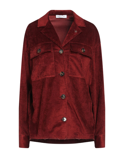 Shop Manuel Ritz Woman Shirt Brick Red Size 4 Cotton, Viscose, Elastane